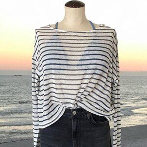 Divided by H&M Mesh Long-Sleeve Striped Top - Size M
